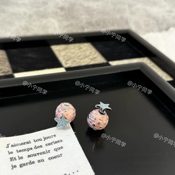 铜合金珐琅耳饰 蓝五角星粉z子耳环EH2444