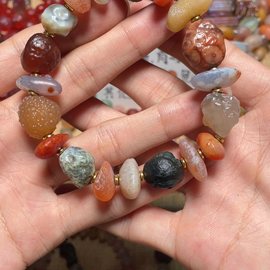 明***月玛瑙/玉髓手链合金