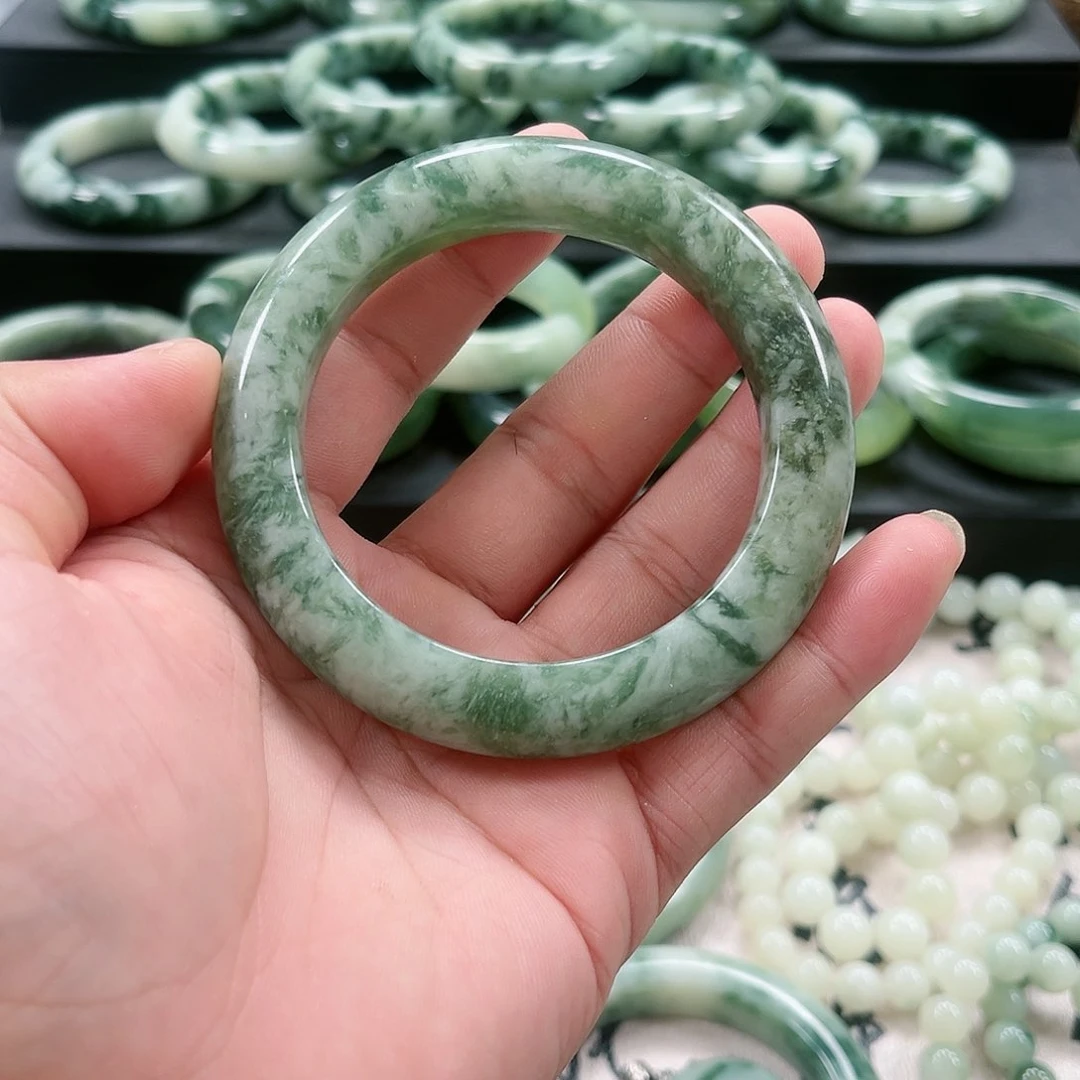【闪购商品】未镶嵌透闪石-蛇纹石玉手镯亚*逊