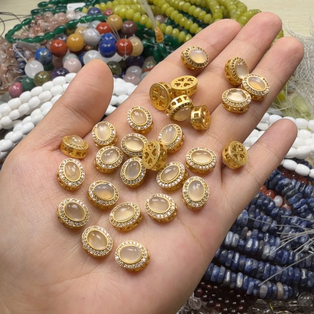 水晶珠宝半成品未镶嵌卡10荔枝冻玛恼（5个）