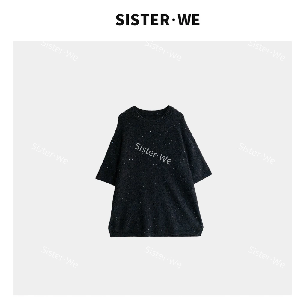 薇姐【繁星】Sister·We简约慵懒风圆领套头廓形上衣 9115