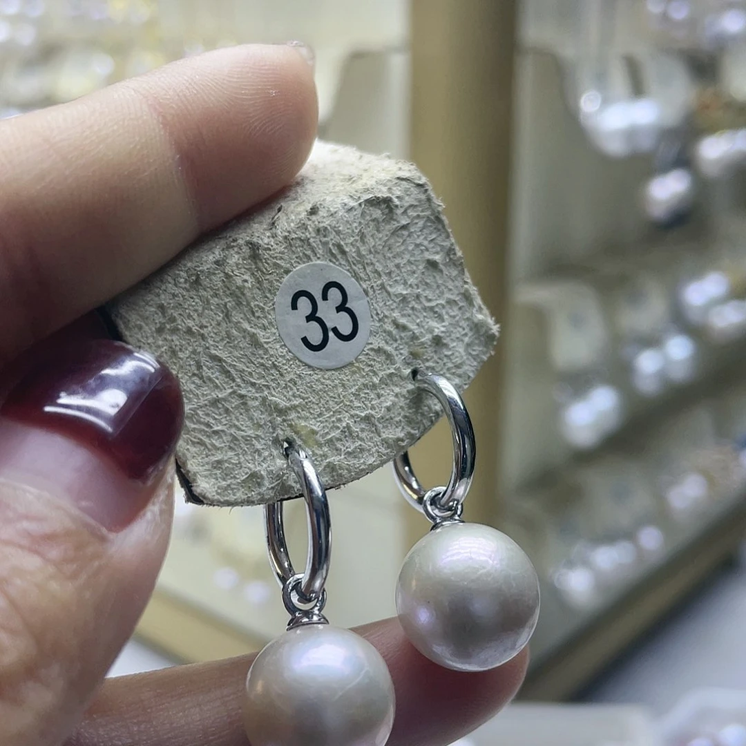 淡水珍珠耳饰银S925镶嵌