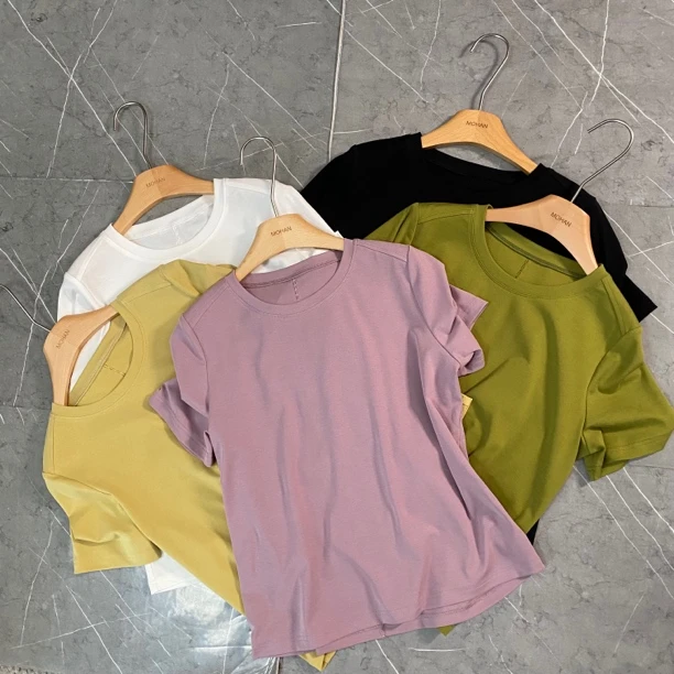 【墨涵精选】拼接气质百搭时尚减龄显瘦休闲T恤27301