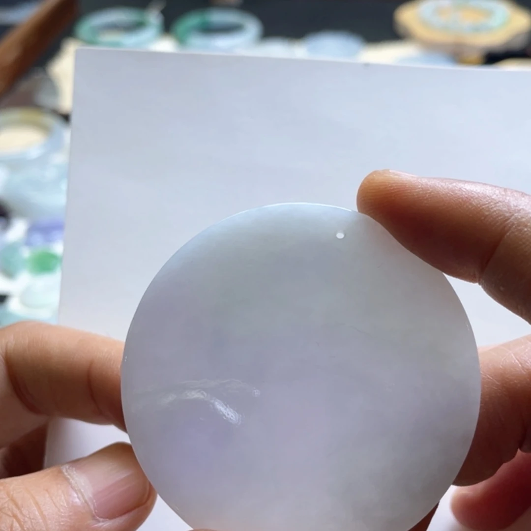 【闪购商品】翡翠未镶嵌颈饰冰春彩无事圆牌