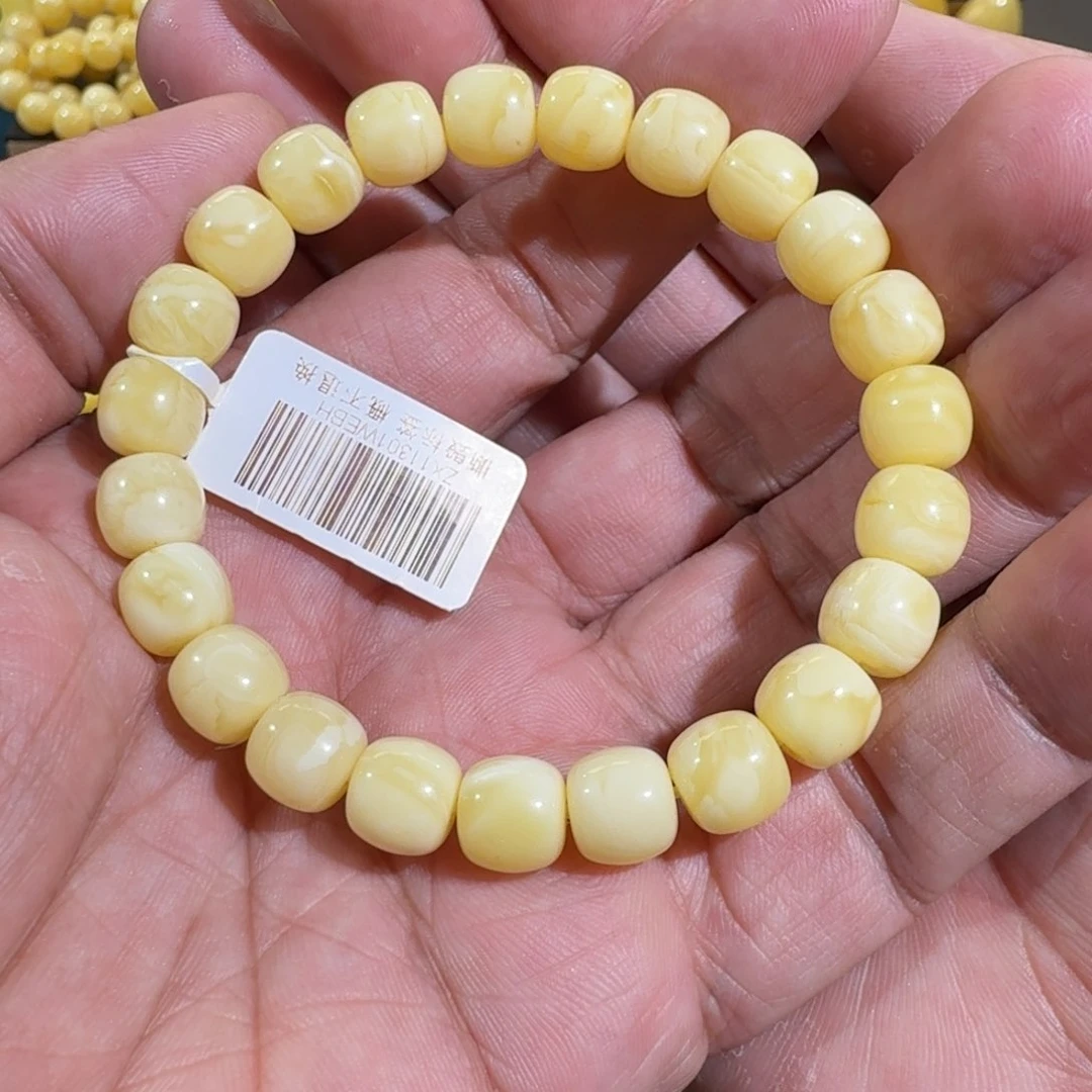 琥珀手链未镶嵌9m精工老型白花蜡手串10.4