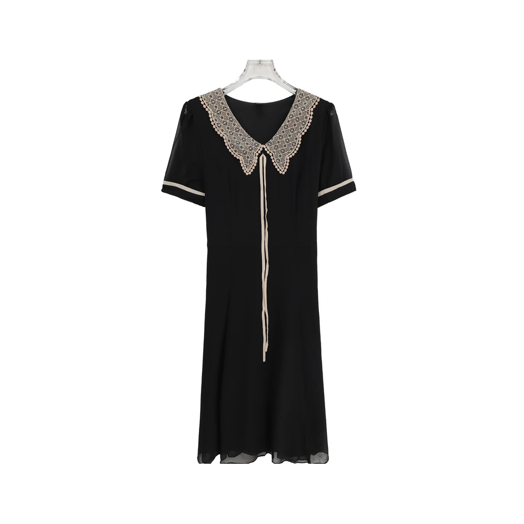 高级感娃娃领法式气质减龄宽松连衣裙S1071