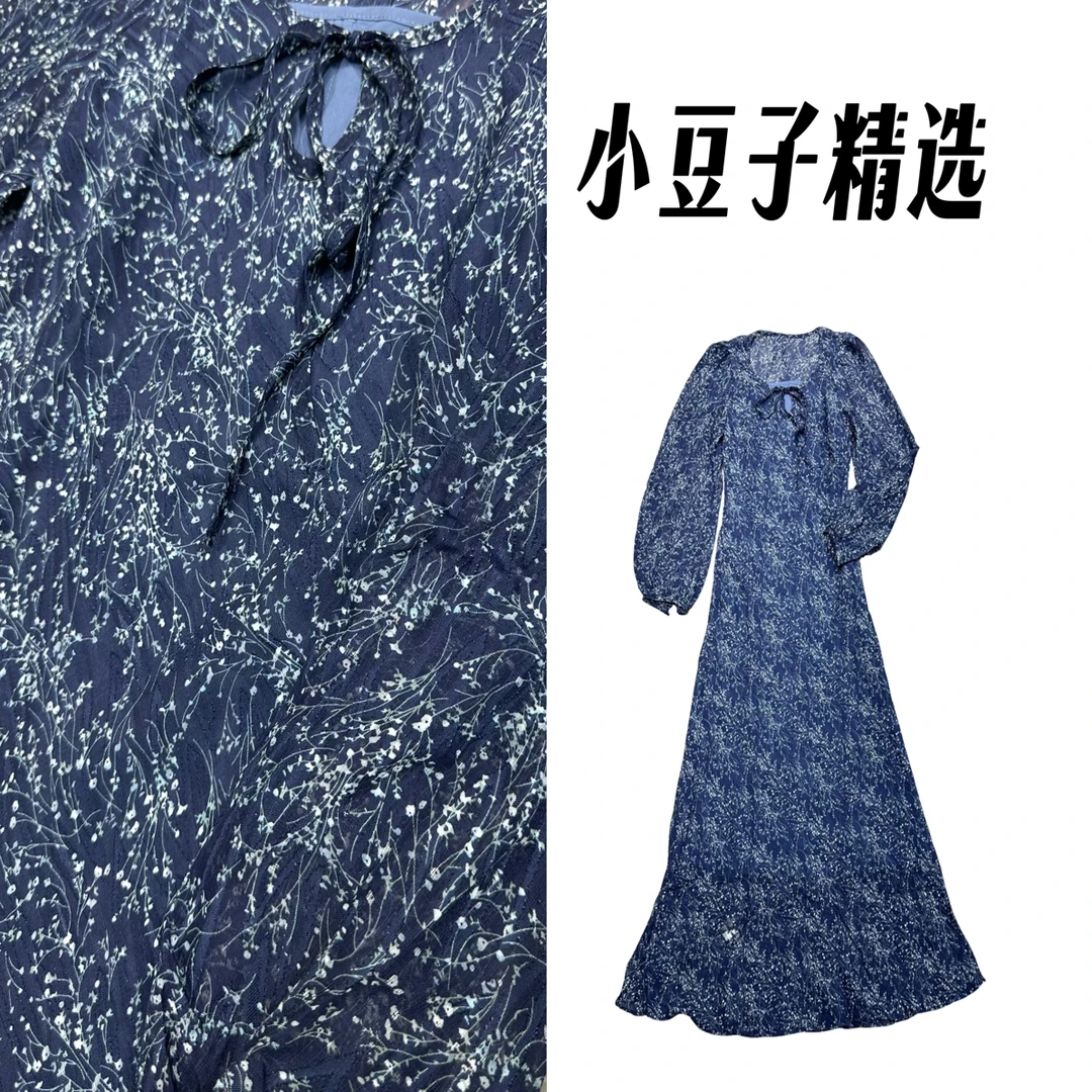 【南油小豆子精选】蓝色显气质显瘦休闲风连衣裙