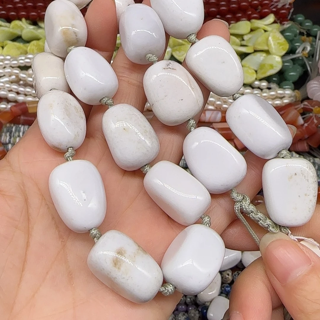 玛瑙/玉髓合金珠宝半成品瓷白玛瑙项链15mm一条