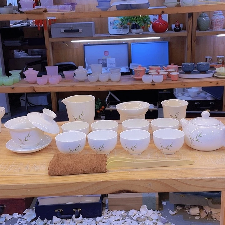 竹节高升羊脂玉套装