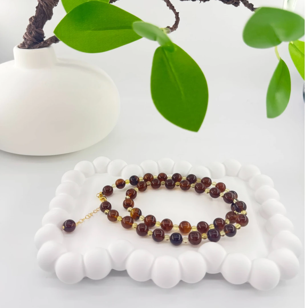 苏芳珠宝-天然缅甸灵草珀锁骨链时尚气质百搭单圈项链