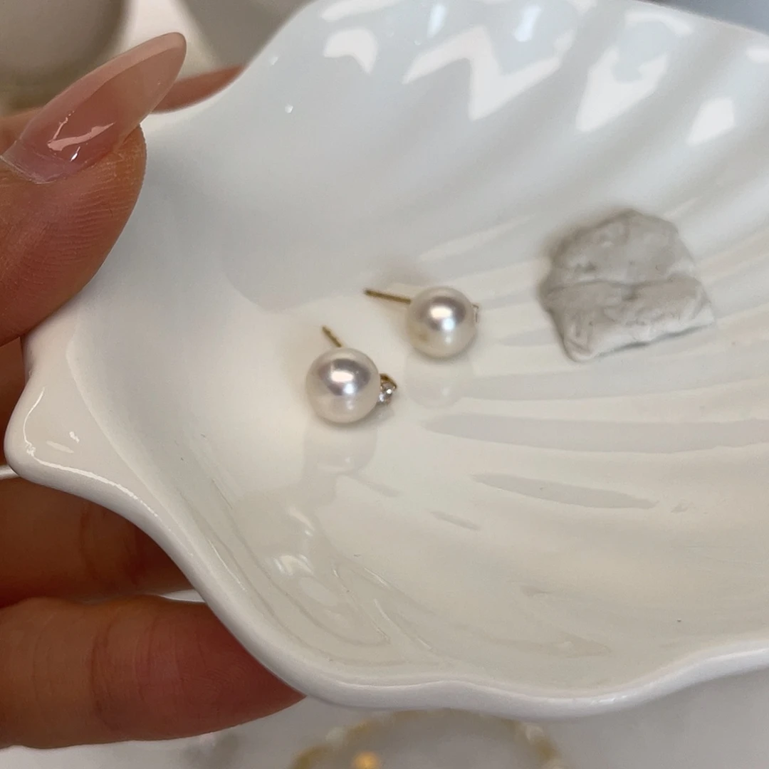 海水珍珠18K金镶嵌耳饰