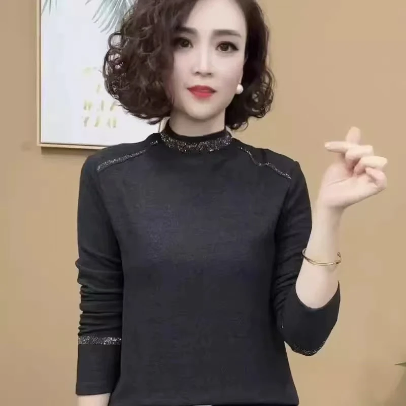 B927-2#时尚德绒烫钻打底衫（L~5XL，90~160斤）