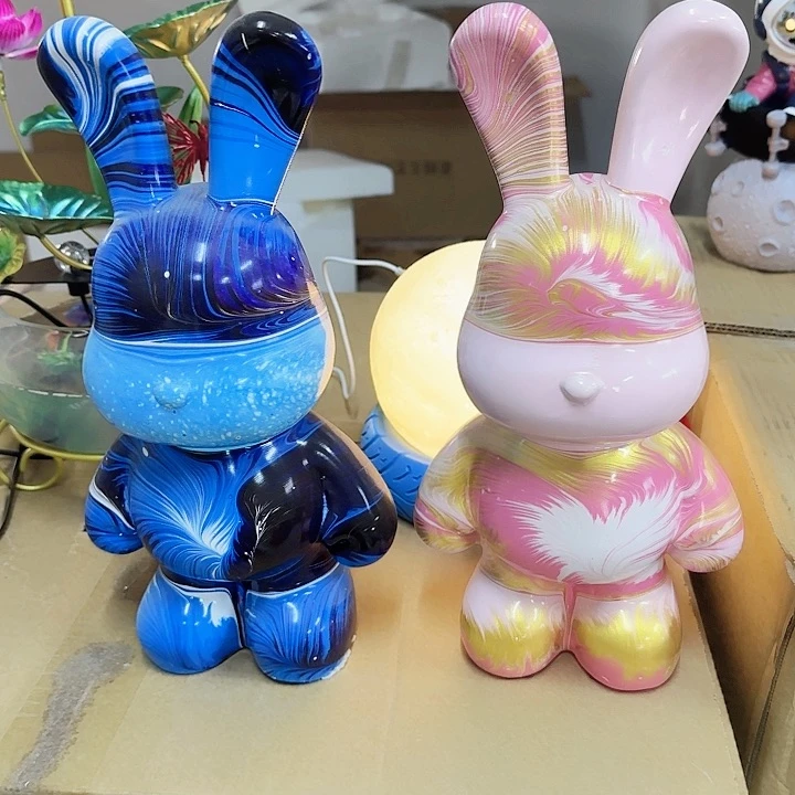 树脂黑*黑流体兔33公分两件套摆件