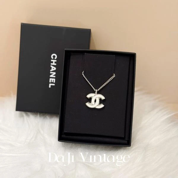 大吉中古/Chanel香奈儿白色珐琅双c项链