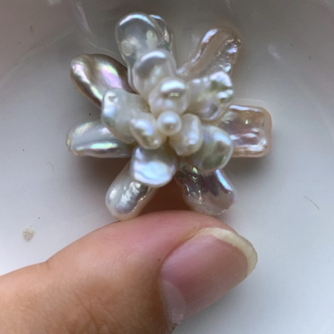 花***花耳钉合金淡水珍珠