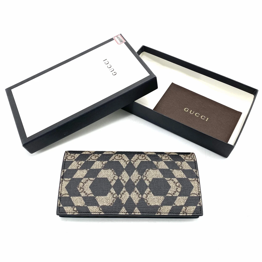 99新 GUCCI/古驰 未使用限量迷宫长款对折钱包尺寸18/9时尚男士