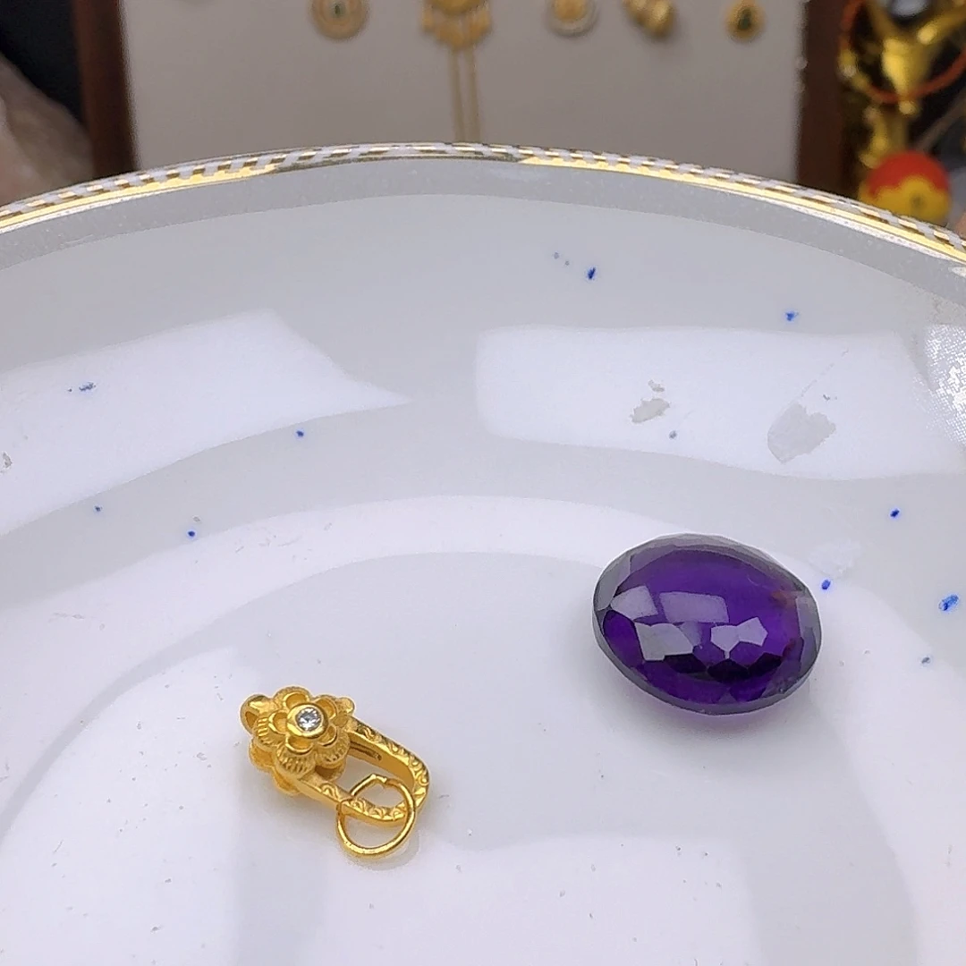 银S925镶嵌紫晶颈饰紫水晶925镶嵌60
