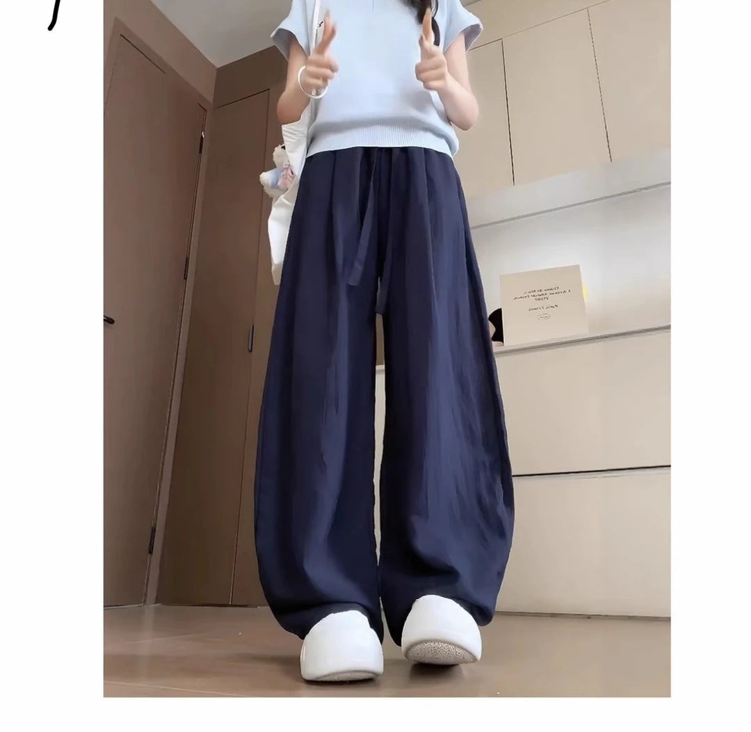 【现货+运补8-10米】弯刀裤裤子抗皱垂感直筒冰丝阔腿裤薄款