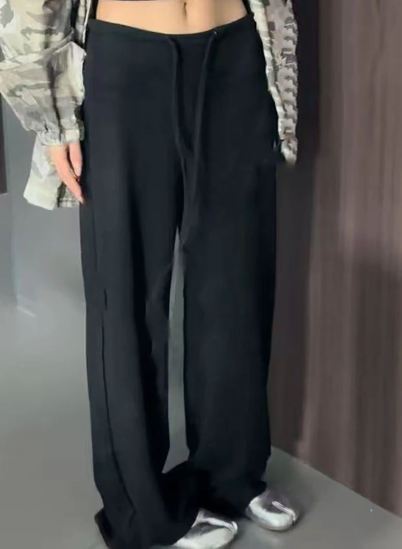 DALIANSU/大脸酥-4229 【露露同款】春季显瘦设计感抽绳直筒阔腿裤