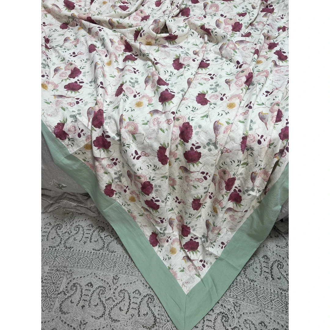 <花朝花暮>汉麻雨露麻叉角9支雨露麻盖毯床单