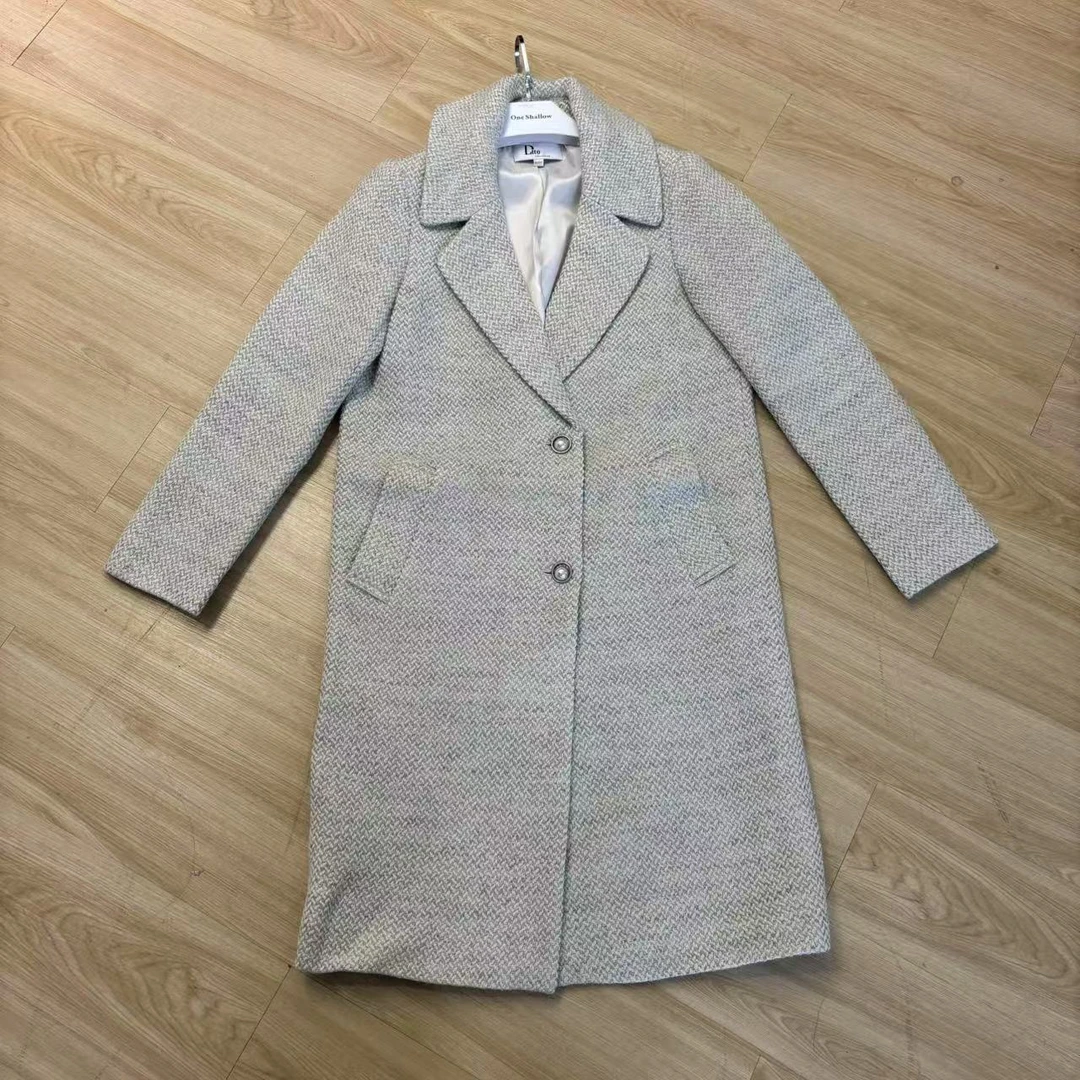 翻领羊毛中长款毛呢大衣5511