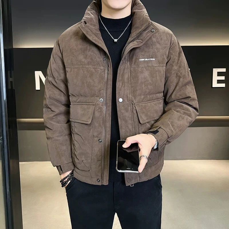 【扎染磨砂90白鸭羽绒服】冬季新款高端轻奢工装立领潮流外套-82135