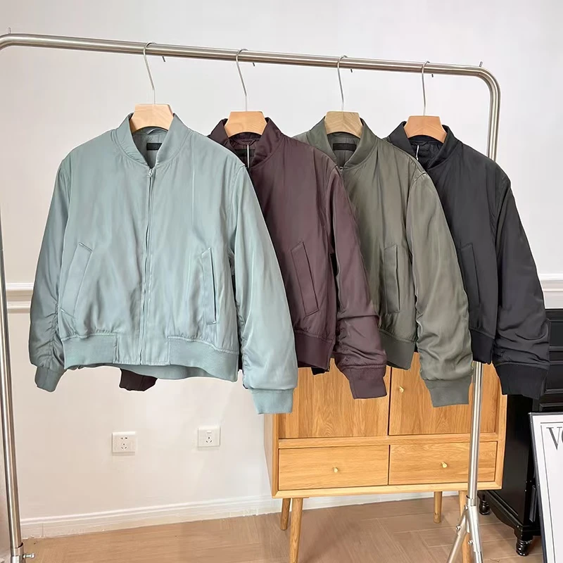 新款美式复古宽松休闲百搭立领棒球服飞行员茄克外套夹克30488