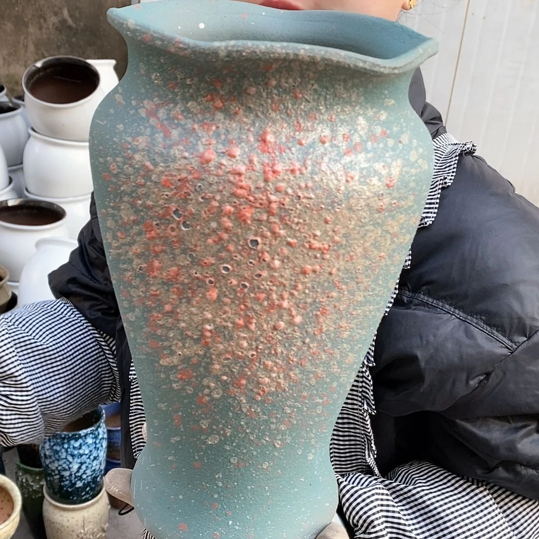 紫砂花盆瑕疵口17高30