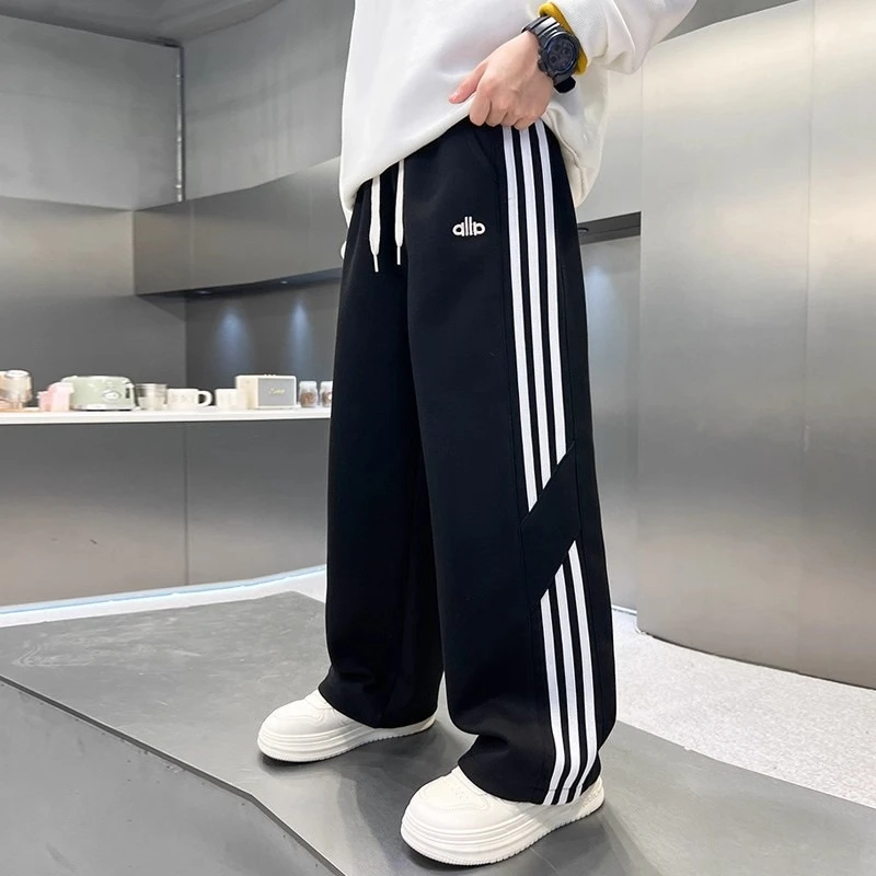 2025秋季新款男童休闲裤儿童中大童百搭拉条运动长裤宽松秋装裤子