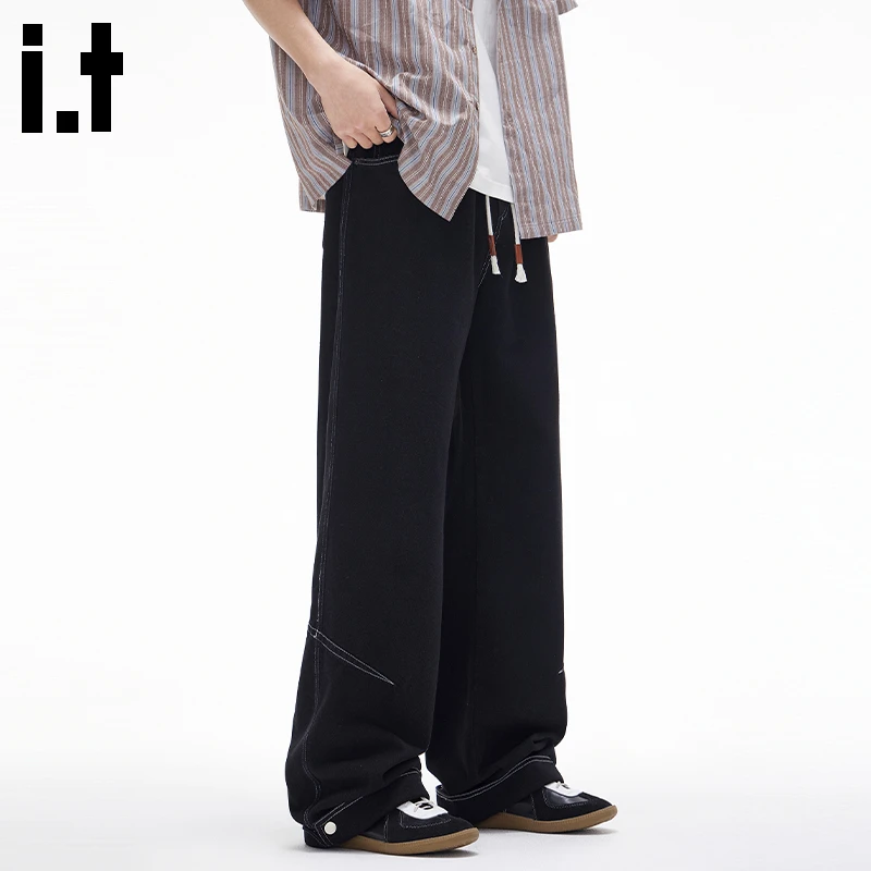 i.t:CHOCOOLATE薄款直筒牛仔男裤2025夏季新款潮牌百搭宽松阔腿裤