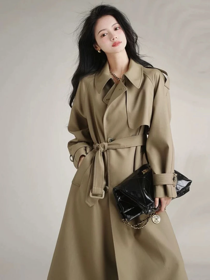 【步履集】大牌感高冷英伦风衣外套女气质复古小个子英伦风大衣FY18