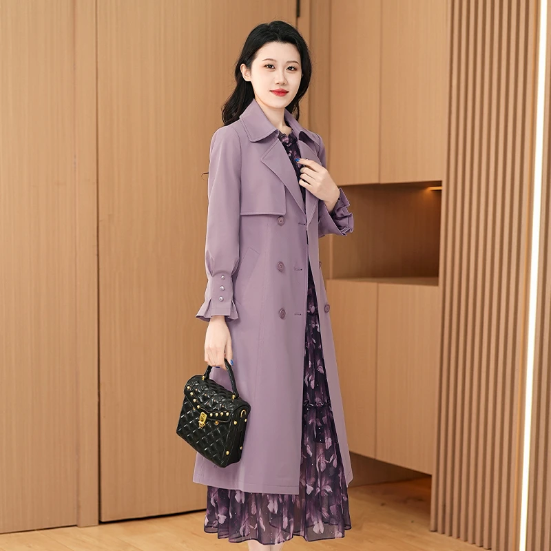 优雅新款气质时尚大气减龄休闲收腰显瘦风衣外套中长款24821-DXD