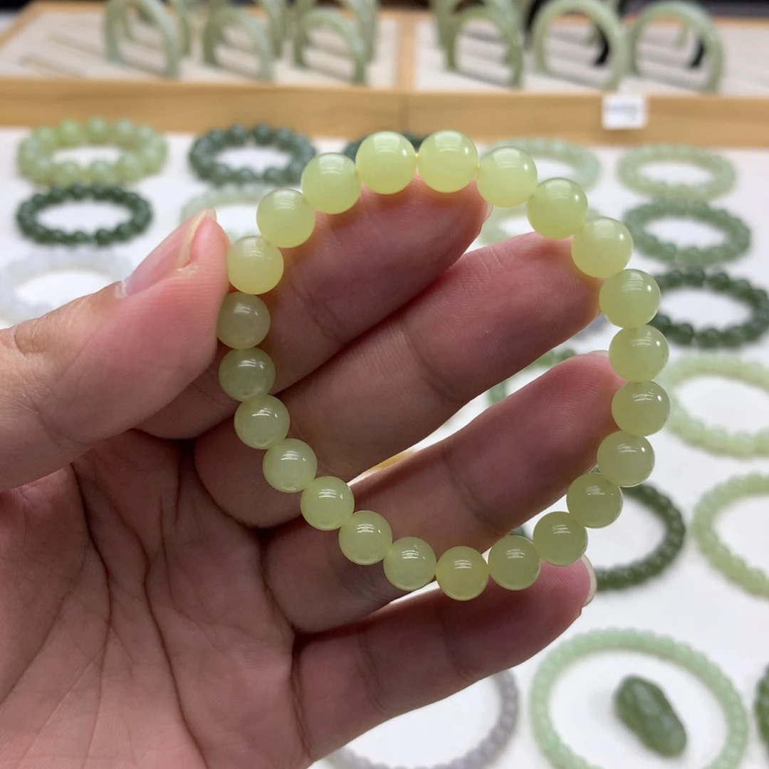 和田玉手串（黄口8）未镶嵌