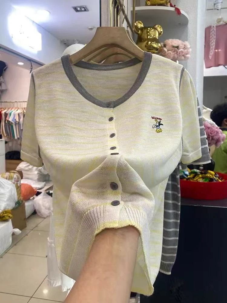 *子怡*针织冰丝短袖开衫8249