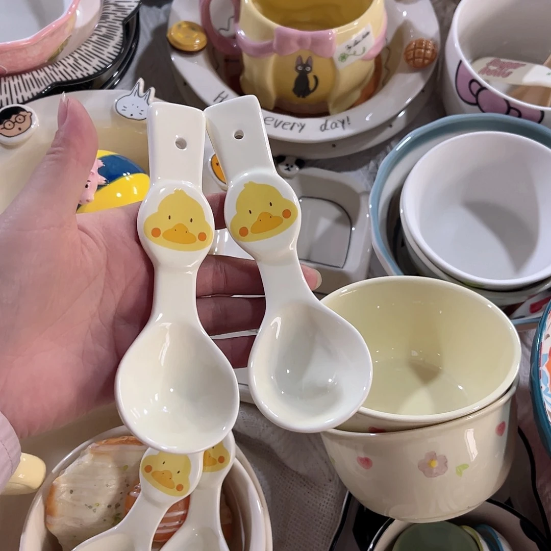小黄鸭勺子陶瓷餐具2只