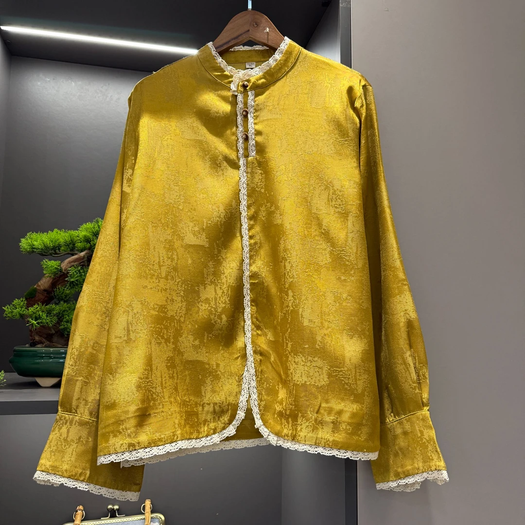 中式上衣传统改良复古花色流苏金春季女装宽松上衣1830