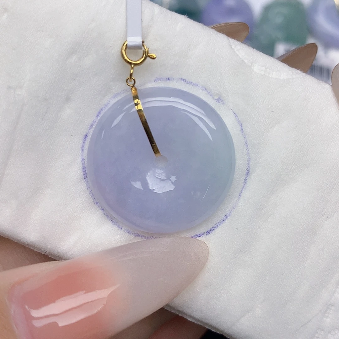 翡翠18K金镶嵌颈饰天然缅甸翡翠a货百元以上9元证书费自理