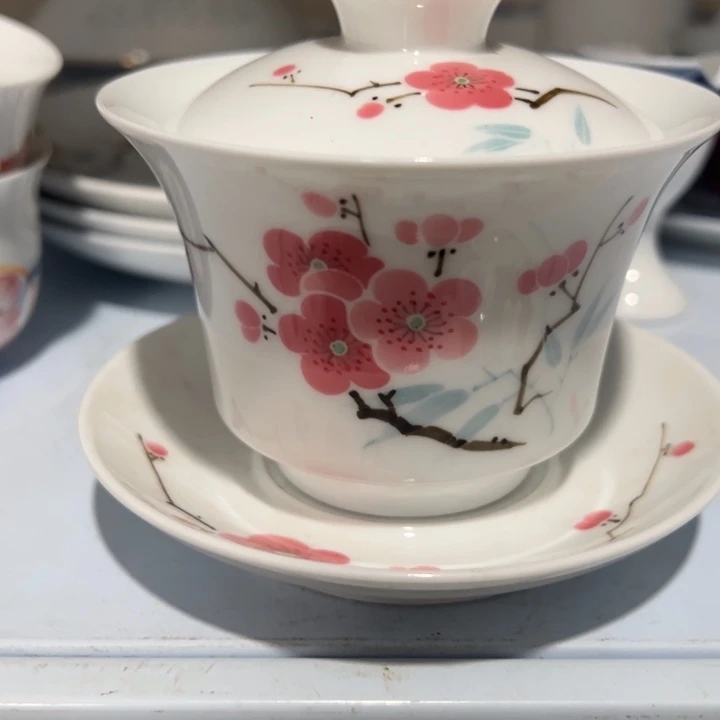 手绘翠竹红梅三才