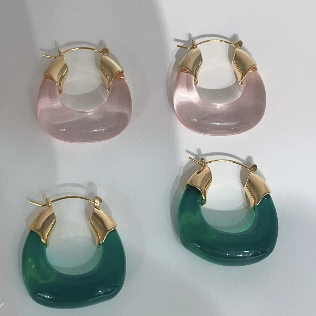 铜合金耳饰 多巴胺彩色包包耳扣耳圈