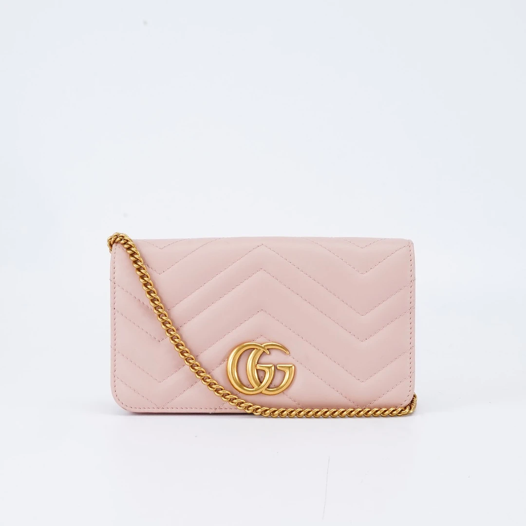 95新 GUCCI/古驰 马蒙链条包woc粉色/BG22006615