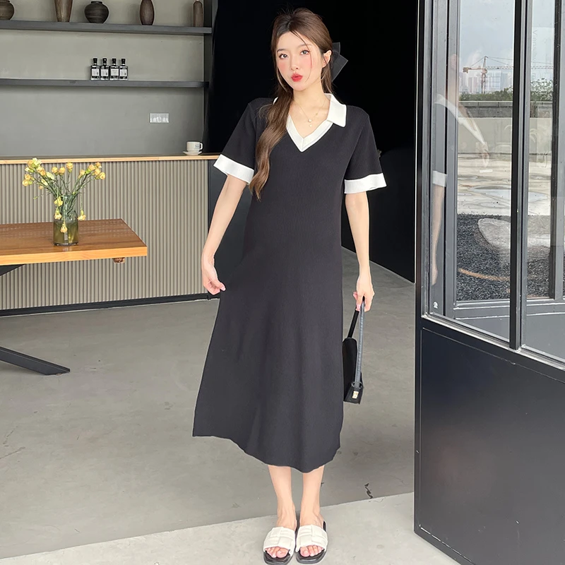 孕妇夏季冰凉感光滑面料短袖宽松时尚气质连衣裙显瘦辣妈连衣裙