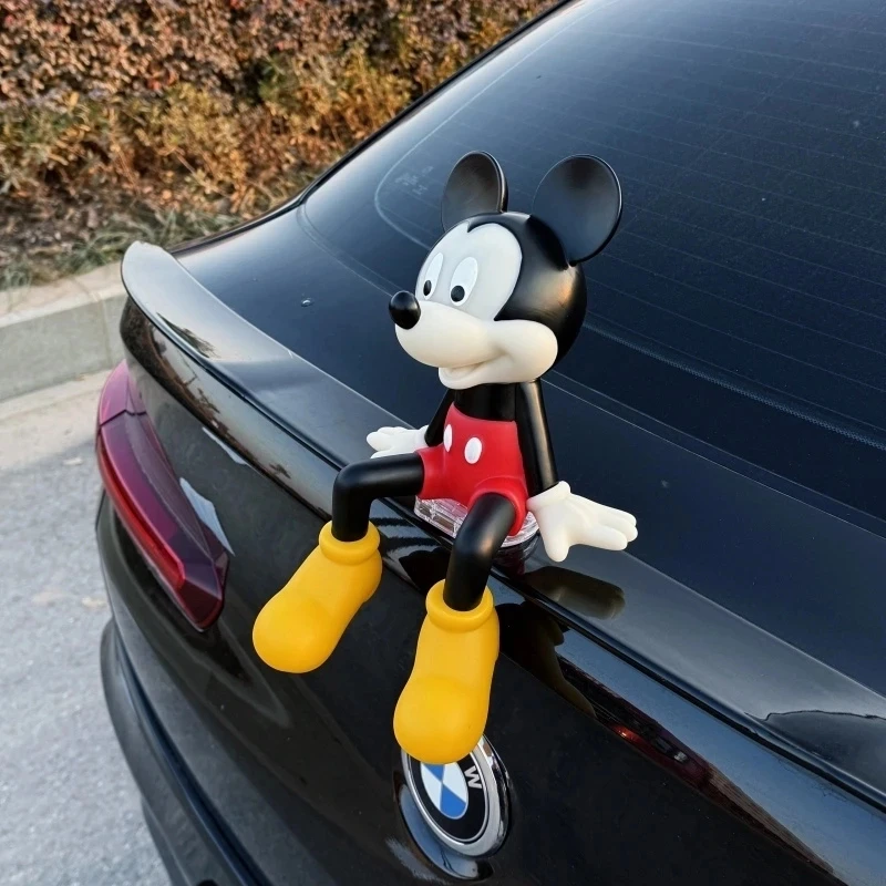 米老鼠玩偶车尾车摆件车载米奇坐姿公仔汽车尾部车外装饰