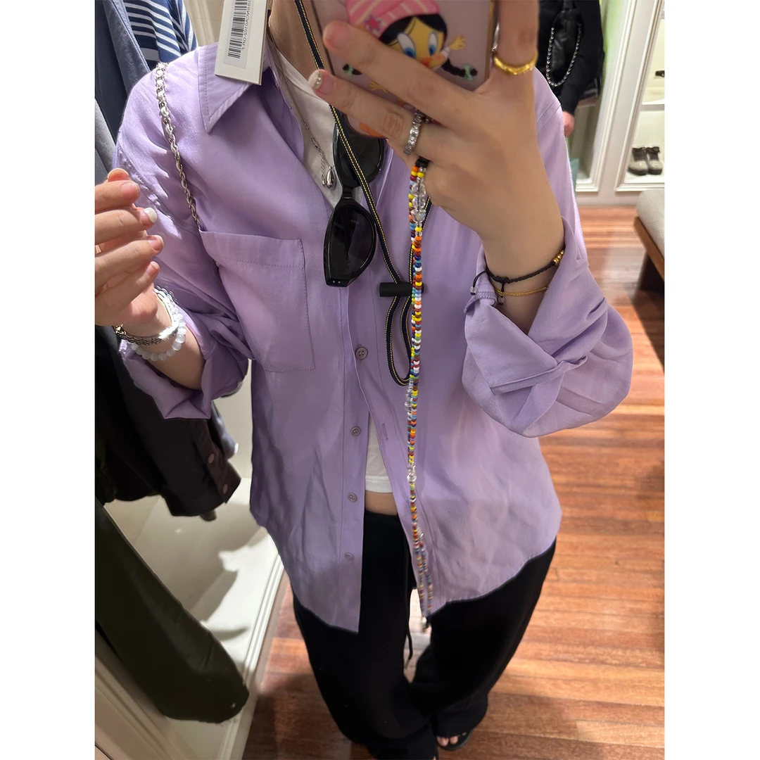 DYANGJUN 【长岛假期】紫色宽松防晒衬衫