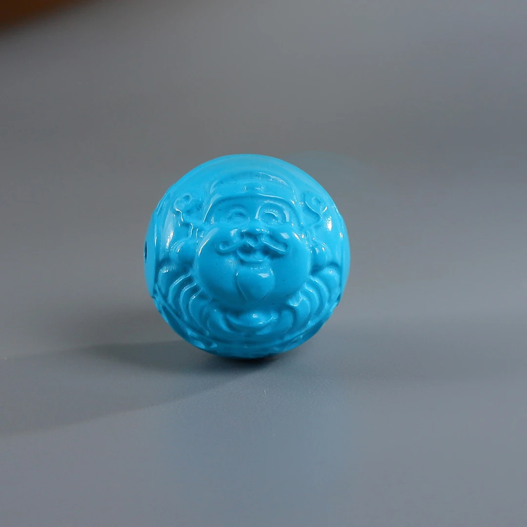 精品瓷高蓝色财富珠雕刻珠圆珠散珠项链手串经典百搭diy配饰配件