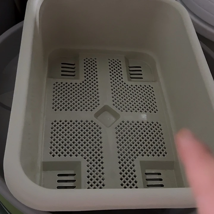 新款菜盆灰白带托3套