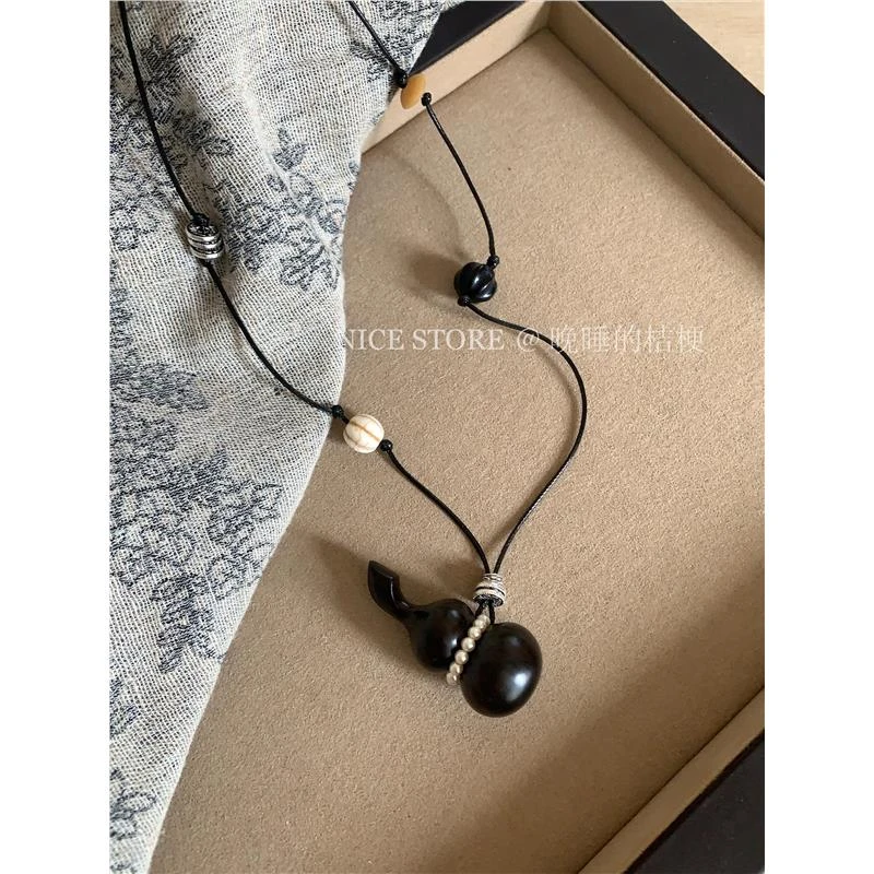 合金项链 晚睡的桔梗「落渔火」新中式葫芦项链国风吊坠文艺复古