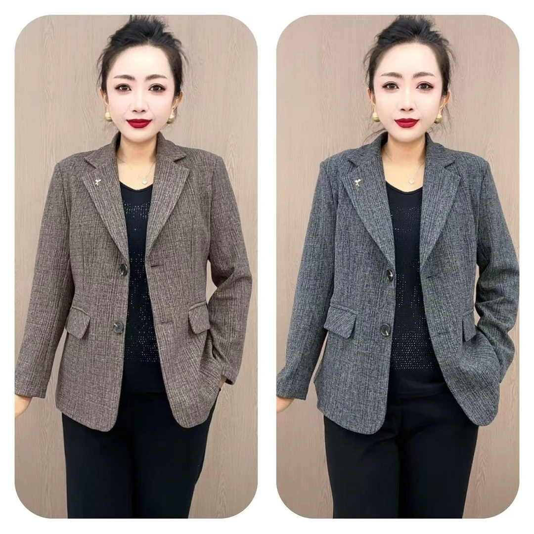 08木质纹春秋高端时尚休闲流行严选女款网红西服（C）洋气西装外套