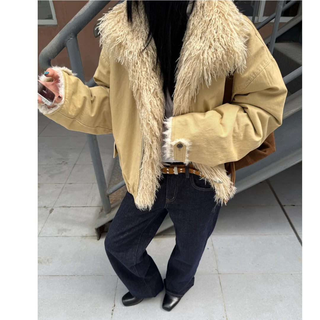 【清】逸语IN choose u笑笑家2025冬季毛毛领夹棉外套加厚夹克83053