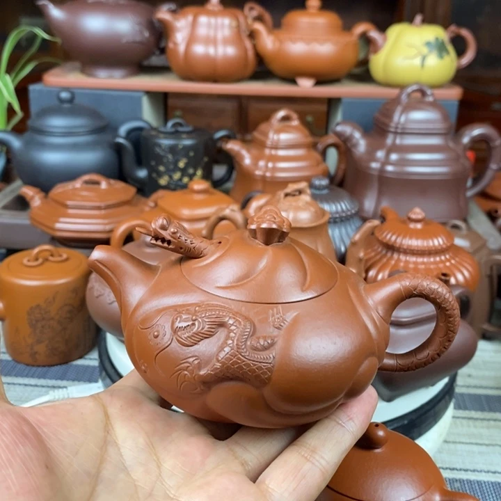 茶壶紫砂鱼化龙200-260cc原矿朱泥特价