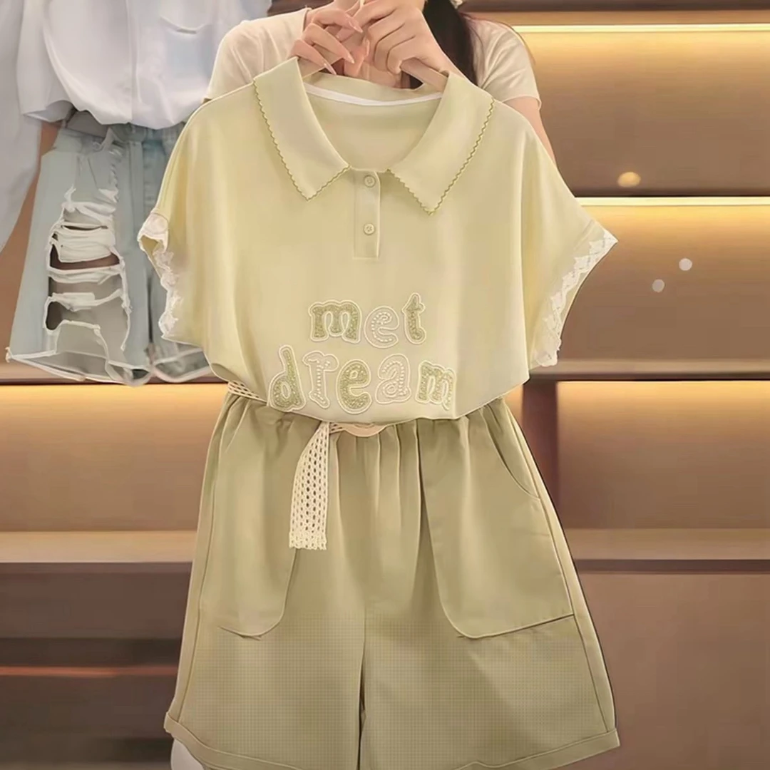 女童短袖套装夏季2025新款韩版时髦洋气休闲儿童两件套夏装